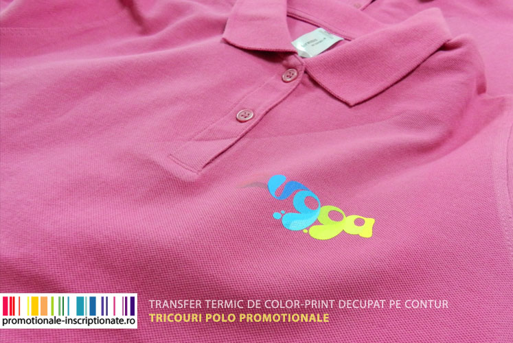 Transfer termic de color-print decupat pe contur - tricouri polo promotionale