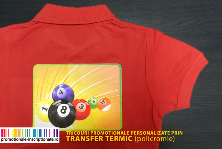 tricouri polo personalizate prin transfer termic policromie