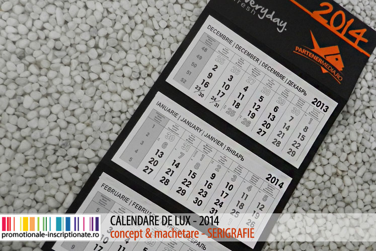 Calendare de perete - carton special, tipar offset si personalizare prin serigrafie