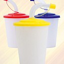 Pahare promotionale din plastic cu capac colorat si pai - AP731725