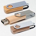 Stick-uri USB din lemn, cu design clasic si protectie metalica argintie - CM1003B