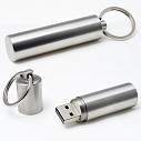 Stick-uri USB promotionale din otel inoxidabil cu corp cilindric si capac cu breloc - CM1089