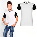 Tricouri albe sublimabile pentru copii, cu maneci scurte negre - Onawa 7135C