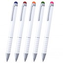 Pixuri promotionale albe din plastic cu capat touch pen colorat - AP809559