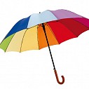 Umbrele promotionale multicolore cu 12 panele cu diametru de 125 cm si maner curb din lemn - 0104054