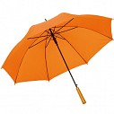 Umbrele portocalii automate promotionale cu deschidere de 103 cm si maner din lemn - 0103366
