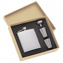 Plosti promotionale cu palnie si pahare metalice in cutie eleganta din carton - 0168
