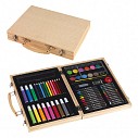 Seturi pentru colorat cu multiple instrumente promotionale prezentate in servieta din lemn - 0504107