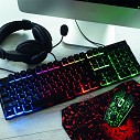 Seturi de gaming promotionale cu tastatura si mouse optic cu fir si lumini - MO9998