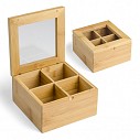 Cutii promotionale din lemn de bambus cu 4 compartimente si inchidere magnetica - 16504
