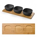 Seturi pentru aperitive compuse din 3 boluri si suport din lemn de bambus - 16506