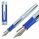 Stilouri de lux Cerruti cu capac, albastre cu accesorii argintii cromate - Zoom Azur NS5562