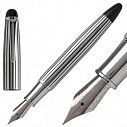 Stilouri metalice de lux cu corp argintiu si linii negre decorative - Cerruti Jacques NSV3852