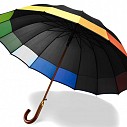 Umbrele automate cu design modern, margine multicolora si maner din lemn - 4145