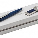 Seturi de memory-stickuri USB cu pixuri albastre metalice Cacharel - CPBU397