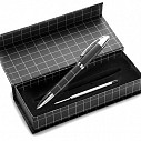 Pixuri promotionale metalice cu design geometric, rezerva si cutie de cadou - 2055