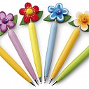 Pixuri promotionale colorate din lemn cu flori colorate in varf - 2478