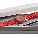 Seturi de ceasuri rosii Cacharel cu pixuri metalice bicolore - CPBM257