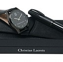 Seturi de pixuri metalice negre cu ceasuri barbatesti Christian Lacroix - LPBM424