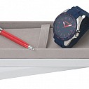Seturi de ceasuri albastre si pixuri metalice rosii cu stylus pen - Cacharel CPBM442
