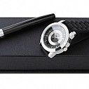 Seturi de ceasuri barbatesti de lux si pixuri metalice negre cu accesorii cromate - Scherrer SPMR131