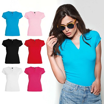 tricouri promotionale de dama cu guler in V Roly 6532 Belice