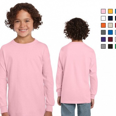 bluze sport pentru copii Gildan 2400B cu maneci lungi si guler rotund