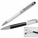 Pixuri promotionale metalice cu stylus pen si corp cu cristale argintii - 12468 Pixuri promotionale metalice cu stylus pen si corp cu cristale argintii - 12468
