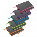 Carnetele negre promotionale, A6, cu elastic si semn colorate - 3411 Carnetele negre promotionale, A6, cu elastic si semn colorate - 3411