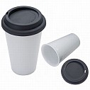 Cani ceramice promotionale cu capacitate de 300 ml cu capac din silicon - 67789 Cani ceramice promotionale cu capacitate de 300 ml cu capac din silicon - 67789