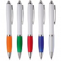 Pixuri promotionale albe cu forma clasica din plastic si grip disponibil in 5 culori - 1102133 Pixuri promotionale albe cu forma clasica din plastic si grip disponibil in 5 culori - 1102133