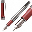 Stilouri de lux Cerruti cu capac, rosii cu accesorii argintii cromate - Zoom Red NS5582