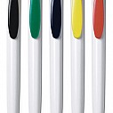 Pixuri promotionale din plastic cu corp alb si agatatoare colorata - 2251 Pixuri promotionale din plastic cu corp alb si agatatoare colorata - 2251