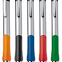 Pixuri promotionale argintii cu grip cauciucat colorat - 17724 Pixuri promotionale argintii cu grip cauciucat colorat - 17724
