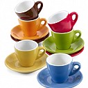 Seturi promotionale din portelan cu 6 cesti (100 ml) si 6 farfurii colorate - 2895 Seturi promotionale din portelan cu 6 cesti (100 ml) si 6 farfurii colorate - 2895