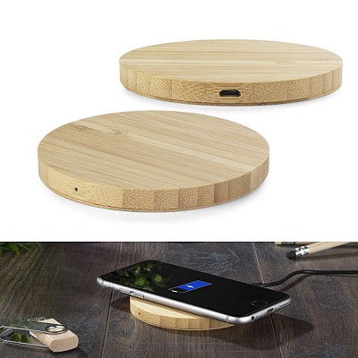 incarcatoare wireless din lemn de bambus 09115